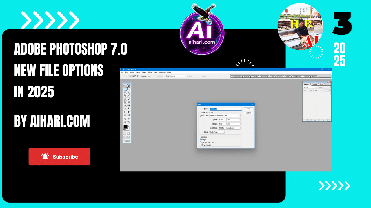 Adobe Photoshop 7.0 New file Options in 2025